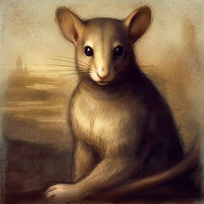 A mouse painted in the art style of the mona lisa, by mid journey AI