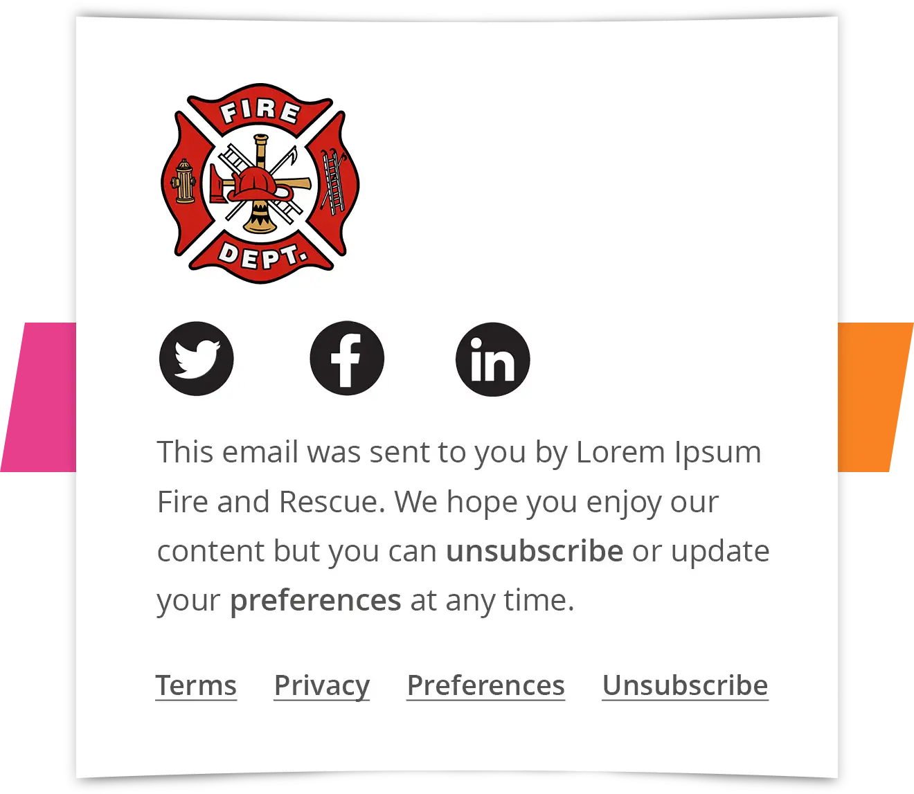 Email footer example for a fire department