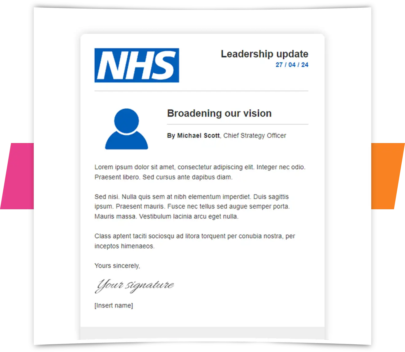 NHS Internal comms email example